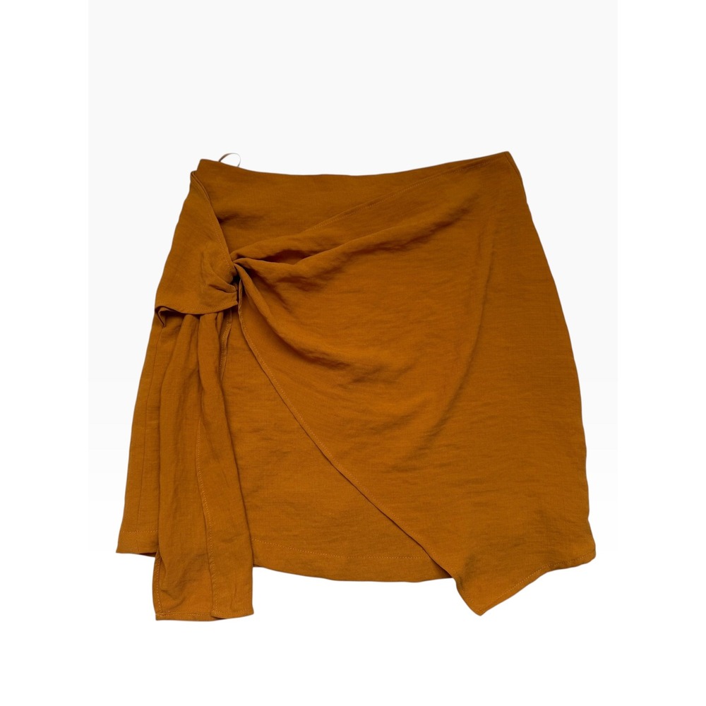 Mango Suit Women XS Burnt Orange Wrap Mini Skirt Side Tie Asymmetrical 43031036